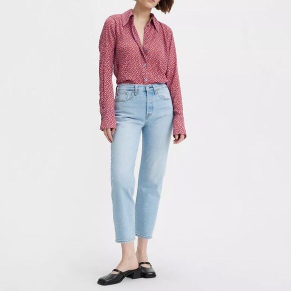 Levi’s Icon Wedgie Cropped Straight Leg High Rise Jean Rigid Denim Light Wash 32 - Picture 1 of 14